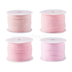 4 Colors Polycotton Ribbons, Garment Accessories, with 4Pcs Plastic Spools, Mixed Color, 3/8 inch(10mm), 10m/color(OCOR-TA0003-91)