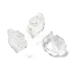 Natural Quartz Crystal Carved Half Hole Beads, Rock Crystal Animal Beads, Dragon, 16.5x20x9.5mm, Hole: 1mm(G-K367-02E)