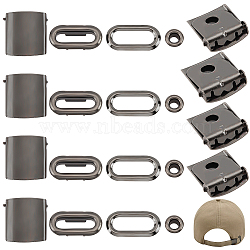 30 Sets Stainless Steel Peaked Cap Adjuster Kits, Baseball Cap Buckle with Eyelet, Gunmetal, 21x21.5x6.5mm, Hole: 5mm(FIND-BC0004-67B)