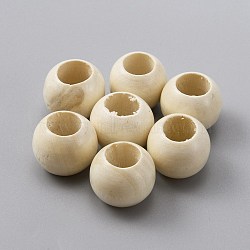 Undyed Wood Beads, Large Hole Beads, Rondelle, Linen, 19~19.5x15mm, Hole: 10mm(WOOD-TAC0014-09)