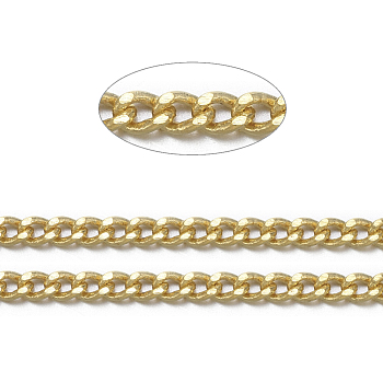 Brass Twisted Chains, Curb Chains, Diamond Cut, Soldered, Faceted, with Spool, Oval, Lead Free & Nickel Free & Cadmium Free, Golden, 2x1.5x0.45mm, about 301.83 Feet(92m)/roll