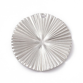 304 Stainless Steel Pendants, Flat Round Charm, Stainless Steel Color, 42x1.5mm, Hole: 3mm
