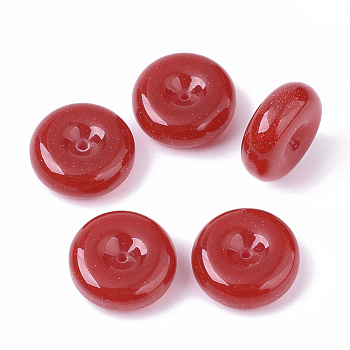 Resin Beads, with Glitter Powder, Rondelle, Red, 25x10mm, Hole: 2mm