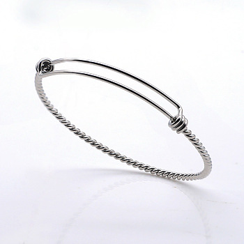 Adjustable 201 Stainless Steel Expandable Bangles, Stainless Steel Color, 2-3/8 inch(6cm)