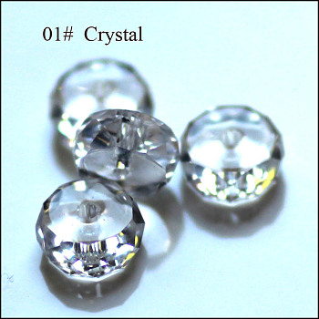 Imitation Austrian Crystal Beads, Grade AAA, Faceted, Flat Round, Clear, 12x7.5mm, Hole: 0.9~1mm
