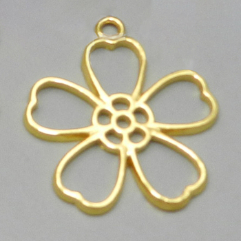 Alloy Open Back Bezel Pendants, For DIY UV Resin, Epoxy Resin, Pressed Flower Jewelry, Sakura, Golden, 35x31mm