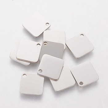 304 Stainless Steel Charms, Rhombus, Stainless Steel Color, 10x1mm