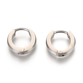 Fashion 304 Stainless Steel Hoop Earrings, Stainless Steel Color, 12.5x13x3.5mm, Pin: 0.8mm