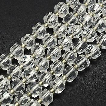 Synthetic Quartz Crystal Beads Strand, Faceted, Cube, 6.5~7.5x6.5~7.5x6.5~7.5mm, Hole: 1.2mm, about 43~44pcs/strand, 15.35~15.55 inch(39~39.5cm)