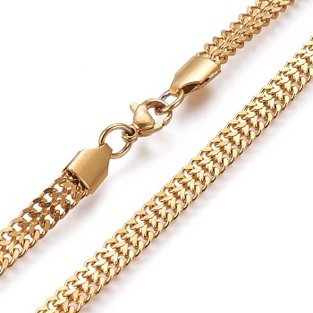 304 Stainless Steel Curb Chain Necklaces, with Lobster Claw Clasps, Golden, 23.8 inch(60.5cm)