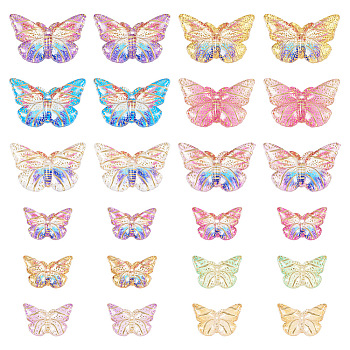 Pandahall 180Pcs 12 Style Acrylic Pendants, Golden Metal Enlaced, Butterfly, Mixed Color, 10~15x15~23x2.5~3mm, Hole: 0.5~1mm