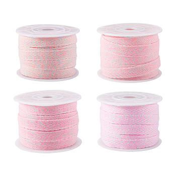 4 Colors Polycotton Ribbons, Garment Accessories, with 4Pcs Plastic Spools, Mixed Color, 3/8 inch(10mm), 10m/color