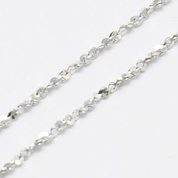 Rhodium Plated 925 Sterling Silver Necklaces, with Spring Ring Clasps, Platinum, 18 inch