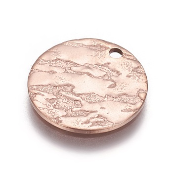Ion Plating(IP) Stainless Steel Pendants, Flat Round, Rose Gold, 15x1mm, Hole: 1.5mm