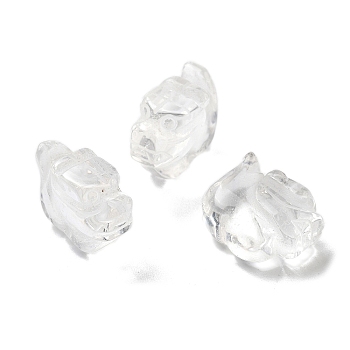 Natural Quartz Crystal Carved Half Hole Beads, Rock Crystal Animal Beads, Dragon, 16.5x20x9.5mm, Hole: 1mm