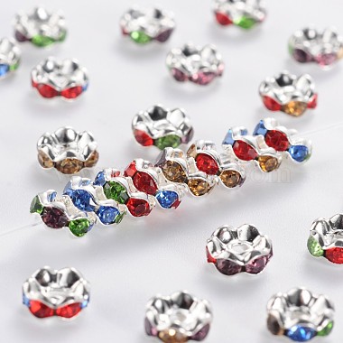 6mm Colorful Rondelle Brass + Rhinestone Spacer Beads