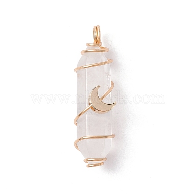 Natural Quartz Crystal Copper Wire Wrapped Pendants(PALLOY-JF02535-01)-3