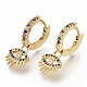 Brass Micro Pave Colorful Cubic Zirconia Dangle Hoop Earrings(EJEW-S208-075)-2