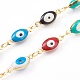 Brass Enamel Evil Eye Link Chain Necklaces(NJEW-JN03370)-2