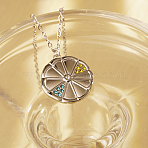Elegant Stainless Steel Rhinestone Flat Round Orange Pendant Necklaces for Women, Perfect for Everyday Wear, Stainless Steel Color, show in picture(GR8517-2)