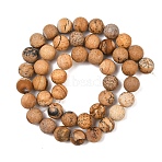 1 Strand Frosted Natural Picture Jasper Round Beads Strands, 8~8.5mm, Hole: 1mm, about 45~47pcs/strand, 14.5 inch(G-YW0002-56)