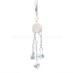 2Pcs Glass Teardrop Pendant Decorations, Hanging Suncatchers, with Brass & Iron Findings, for Home Decoration, Clear AB, 262mm(FIND-CA0007-58)