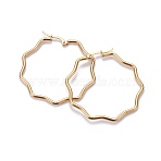 201 Stainless Steel Hoop Earrings, with 304 Stainless Steel Pin, Flower, Golden, 12 Gauge, 43.5x44x2mm, Pin: 0.7x1mm(X-EJEW-F205-16G-A)