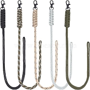 Nbeads 5Pcs 5 Colors Polypropylene Fiber Braided Neck Lanyards, Tactical Camera Badge Holder, with Zinc Alloy Swivel Clasps, for Hiking, Camping, Outdoor Photography, Mixed Color, 505x3mm, 1pc/color(AJEW-NB0003-55)