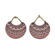 Poplar Wood Pendants, with Brass Chains, Rosy Brown, 46.5x40x2.3mm, Hole: 2.6mm(FIND-Z049-10A-AB)