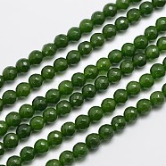 Natural Malaysia Jade Bead Strands, Imitation  TaiWan Jade, Round, Dyed, Faceted, Dark Olive Green, 6mm, Hole: 0.8mm, about 63pcs/strand, 14.5 inch(G-A147-6mm-A08)
