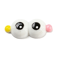 Opaque Resin Cabochons, Funny Eyes, White, 11x26x6mm(RESI-H151-10)