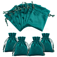 12Pcs Velvet Bags Drawstring Jewelry Pouches, Candy Pouches, for Wedding Shower Birthday Party, Dark Green, 12x9cm(TP-NB0001-29C)