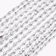 304 Stainless Steel Link Chains Necklaces, with Lobster Claw Clasps, Heart, Stainless Steel Color, 17.3~17.9 inch(44~45.5cm)(NJEW-F242-04P)