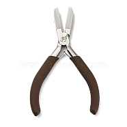 Steel Jewelry Pliers, Flat Nose Plier, with Plastic Handle & Jaw Cover, Coconut Brown, 12.3x8x1.15cm(PT-G003-09)