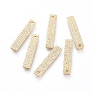 Brass Charms, Long-Lasting Plated, Textured, Rectangle, Golden, 15x3x1mm, Hole: 1mm(KK-G397-03G)