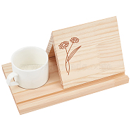 Flower Pattern Wood Bookends, Book Support, Detachable Desktop Book Organizer with Cup Tray, Navajo White, Fihished Product: 140x240x115mm(AJEW-WH0528-03)