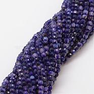 Natural Agate Bead Strands, Dyed, Faceted, Round, DarkSlate Blue, 4mm, Hole: 0.8mm, about 90~92pcs/strand, 14 inch(G-G882-4mm-C01-1)