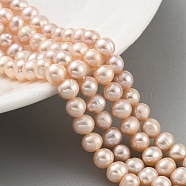 Natural Cultured Freshwater Pearl Beads Strands, Potato, Light Salmon, 5~6mm, Hole: 0.6mm, about 33pcs/strand, 6.89~7.09 inch(17.5~18cm)(PEAR-C003-13A)