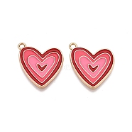 Rack Plating Alloy Enamel Pendants, Cadmium Free & Nickel Free & Lead Free, Light Gold, Heart Charm, FireBrick, 21.5x18x1.5mm, Hole: 1.6mm(X-ENAM-N056-432B)