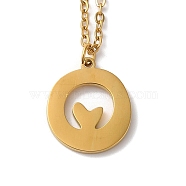 304 Stainless Steel Pendant Necklaces, Letter, Letter O, 15.75 inch(40cm), Pendant: 16x13.5x1.5mm(NJEW-H036-02G-O)