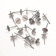 316 Surgical Stainless Steel Stud Earring Findings, For Half Drilled Beads, Stainless Steel Color, 13.5x6mm, Pin: 0.7mm(X-STAS-K098-03-6mm-P)
