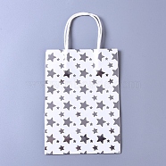 Rectangle Kraft Paper Bags with Handle, Shopping Bag, Merchandise Bag, Gift, Party Bag, Star Pattern, Gray, 14.8x8x20.8cm(DIY-WH0157-04-01B)
