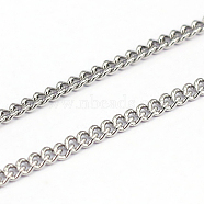 304 Stainless Steel Curb Chains, Soldered, Stainless Steel Color, 0.5mm, Link: 2x1.8x0.5mm(CHS-O005-21B)