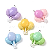 Opaque Resin Pendants, Balloon Charms with Platinum Plated Iron Loops, Mixed Color, 30x25x9mm, Hole: 2mm(RESI-A028-05)