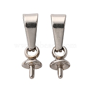 201 Stainless Steel Peg Bails Pendants, For Half Drilled Beads, 12x4mm, Pin: 1mm, Hole: 5.5x2.5mm(X-STAS-E031-1)