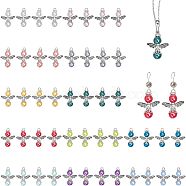 4 Sets Baking Painted Pearlized Glass Pearl Pendants, with Tibetan Style Alloy Beads and Rhinestone Spacer Beads, Angel, Mixed Color, 28.5x21.5x8mm, Hole: 2.5mm, 12pcs/set(FIND-CA0006-26)