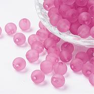 Transparent Acrylic Beads, Round, Frosted, Pearl Pink, 4mm, Hole: 1mm, about 14000pcs/500g(PL704-C28)