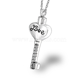 Stainless Steel Heart Key Pendant Necklaces, Urn Ashes Necklaces, Stainless Steel Color, no size(SX1430-1)