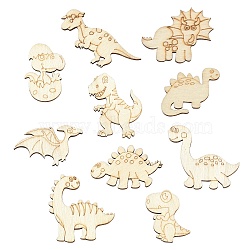 Unfinished Wooden Dinosaur Cutouts, BurlyWood, 25~45x26~44x3mm, 100pcs/style(WOOD-CJC0010-01)