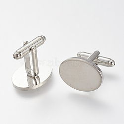 Brass Cuff Buttons, Cufflink Findings for Apparel Accessories, Platinum, 26mm(KK-T014-137P)